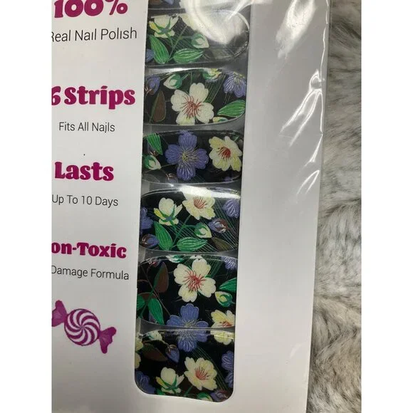 Candied Nails Floral Nail Polish Strips 16 Pack Non-Toxic Lasts 10 Days - Picture 3 of 3